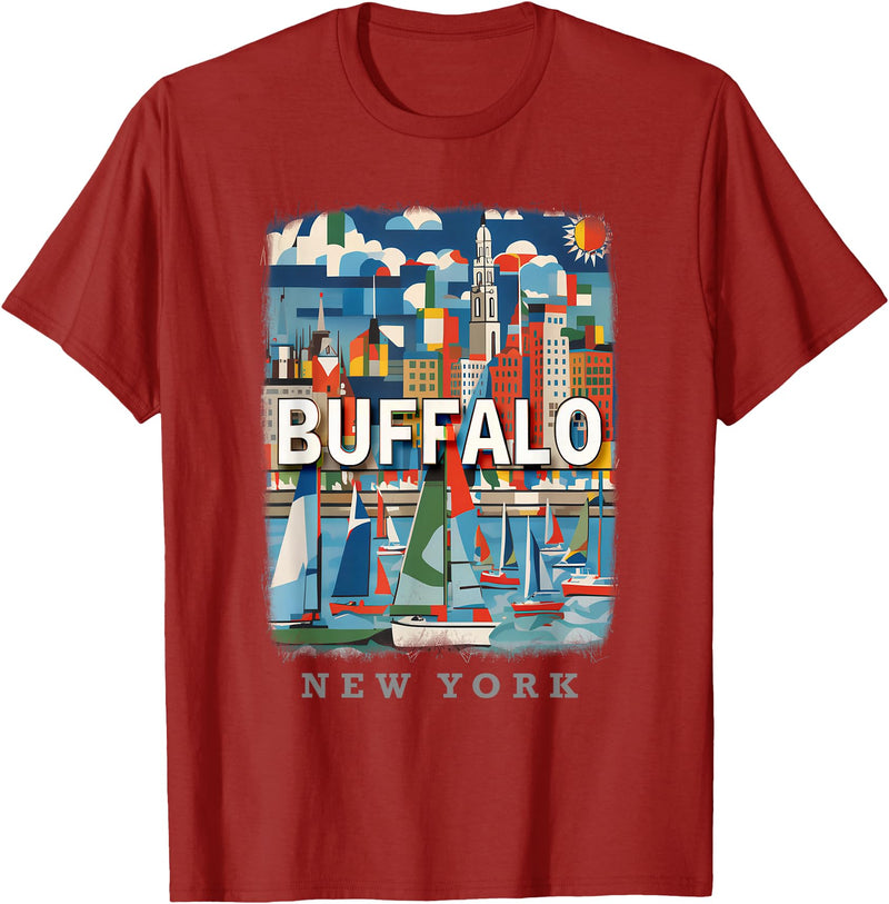 Buffalo New York Waterfront Wonder Buffalo New York NY Waterfront Wonder SD391 T-Shirt - Cranberry Red
