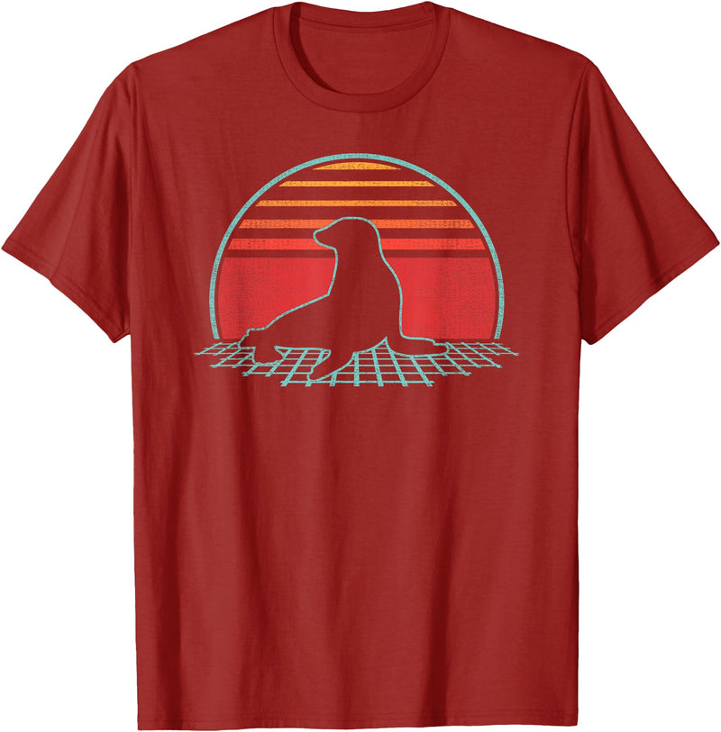 Sea Lion Graphic Art Designs Sea Lion Lover Animal Retro Vintage 80s Style T-Shirt - Cranberry Red