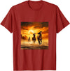 Horse Lover Gear Horse Horse Rider Sunset T-Shirt - Cranberry Red