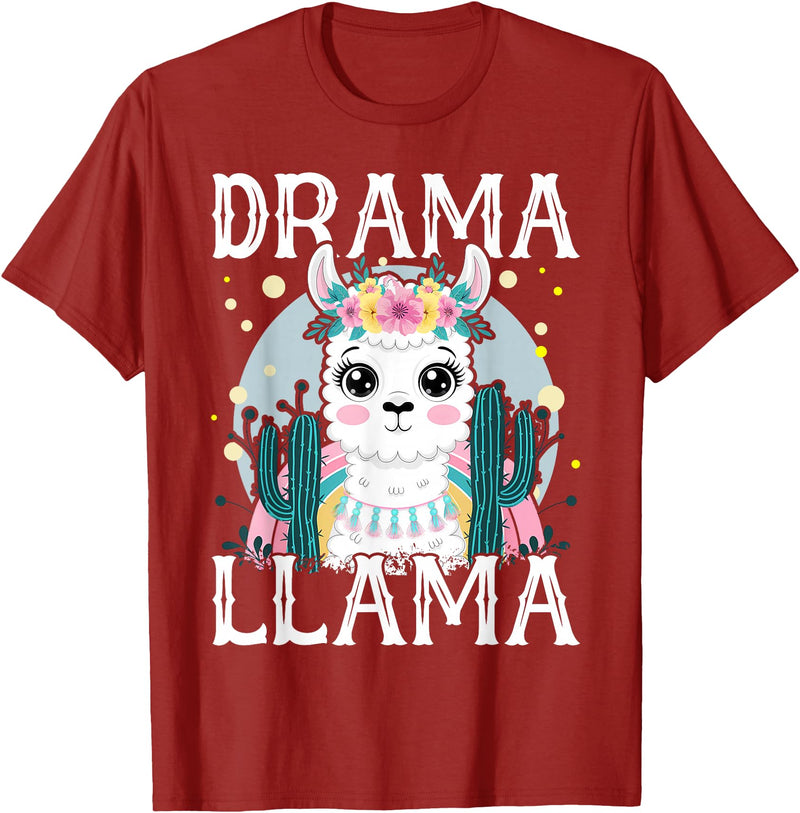 Llama Lover Gift Co. Drama Llama for Kids T-Shirt - Cranberry Red