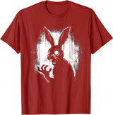 Scary Goth Rabbit, Horror Rabbit, Weirdcore Rabbit T-Shirt in Cranberry Red