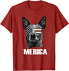 Australian Cattle Dog Patriotic Tee Gifts Merica Australian Cattle Dog with USA Flag Sunglasses Gift T-Shirt - Cranberry Red