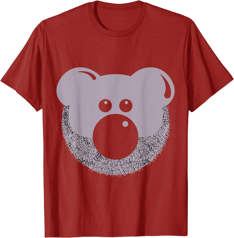 Cub & Bear Beard Hair Shirts Mens Cub & Bear Bears Hairy Beard Face Shirt So Trendy and Cute T-Shirt - Cranberry Red