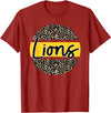 Lions School Spirit Leopard Print Yellow T-Shirt - Cranberry Red