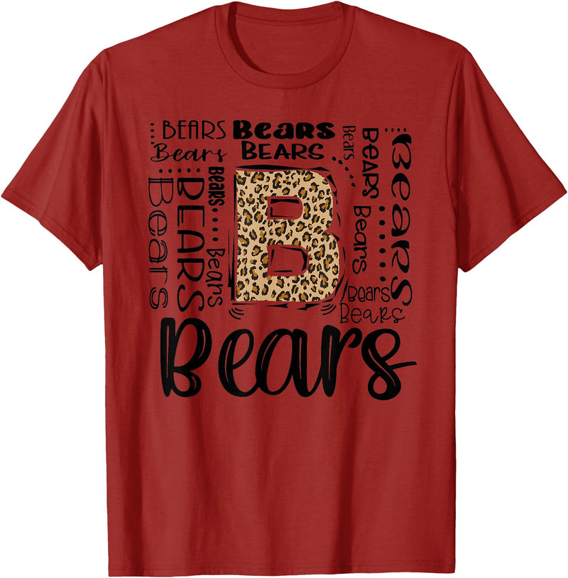 School & Teacher Apparel Teeready - Back To School Bears School Sports Fan Team Spirit Vintage T-Shirt - Cranberry Red