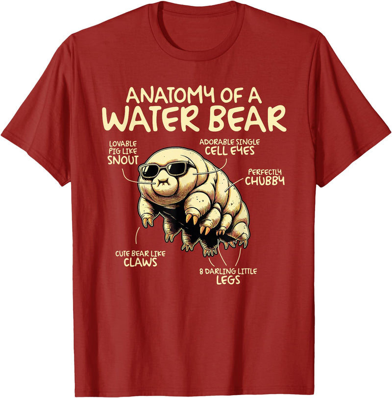 Tardigrade Water Bear Co Anatomy Of A Water Bear Funny Tardigrade T-Shirt - Cranberry Red