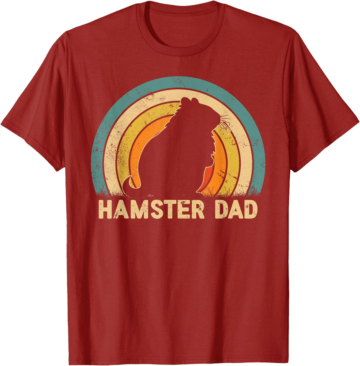 Hamster Dad Father's Day Vintage Style Hamster Dad Daddy T-Shirt - Cranberry Red