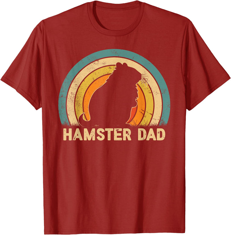 Hamster Dad Father's Day Vintage Style Hamster Dad Daddy T-Shirt - Cranberry Red