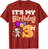 Cow Birthday 3 Party Farmyard Apparel Cow 3rd Birthday Party Balloons Moo Farm Animal Vet Barn T-Shirt - Cranberry Red