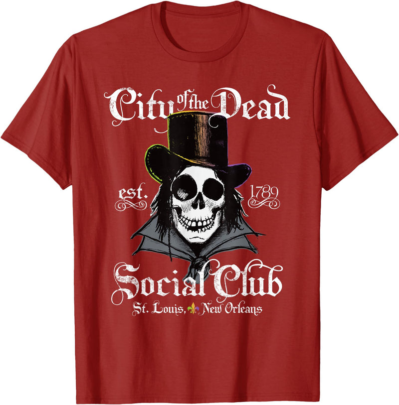 All Hallows Eve Tees by ADS New Orleans Voodoo Doctor Goth Skull Halloween T-Shirt - Cranberry Red
