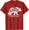 Vintage Yellowstone Retro Tees Tanks Tops Grizzly Bear Yellowstone National Park Est. 1872 T-Shirt - Cranberry Red
