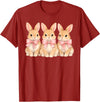 Retro Bunny Coquette Bow Rabbit Easter Women Teen Girls T-Shirt in Cranberry Red