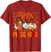 Happy Pigsgiving Cute Thanksgiving Guinea Pig Pet Happy Pigsgiving Cute Thanksgiving Guinea Pig Pilgrim Hat T-Shirt - Cranberry Red