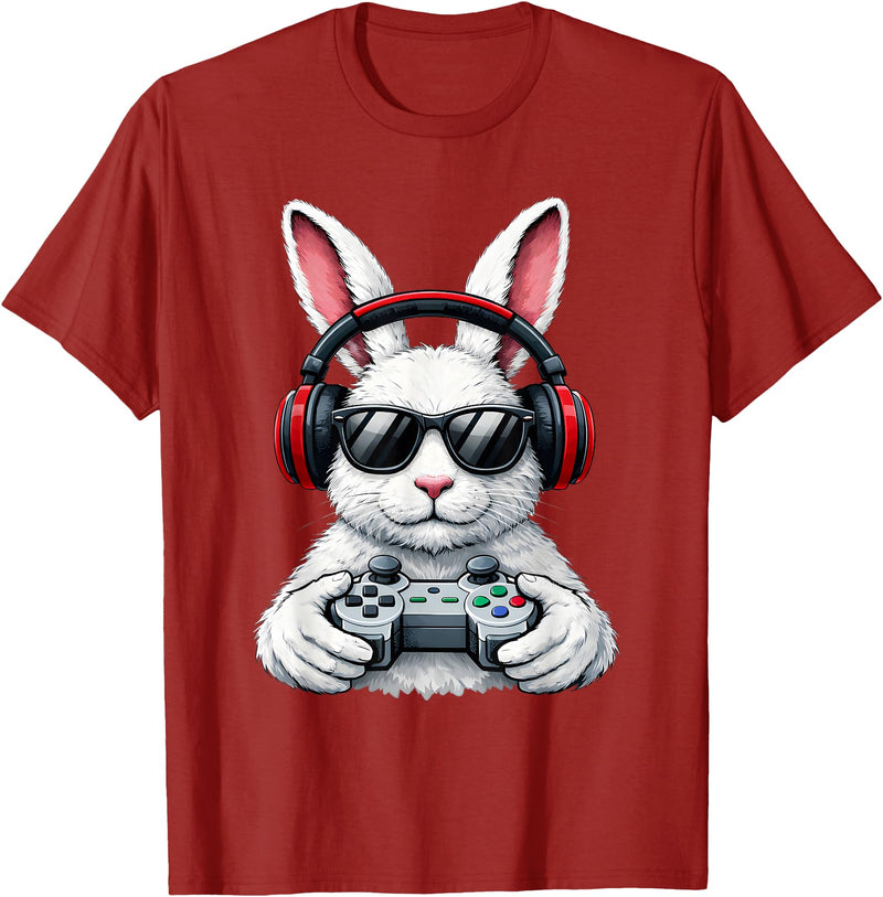 Funny Gaming Game Rabbit Easter Men Boy Toddler Kid T-Shirt in Cranberry Red