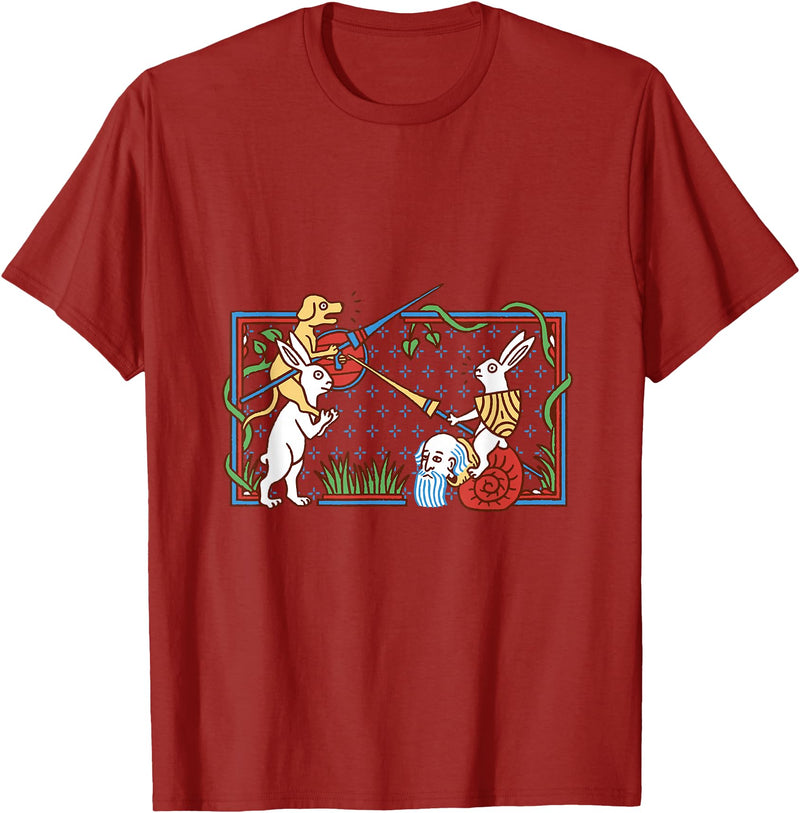 Knights Templar Rabbit - Medieval Renaissance Fair T-Shirt in Cranberry Red