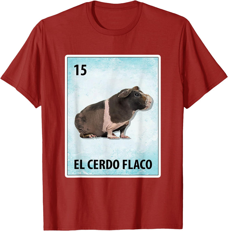 Skinny Pig Mexican Tee El Cerdo Flaco Mexican Skinny Pig Cards T-Shirt - Cranberry Red