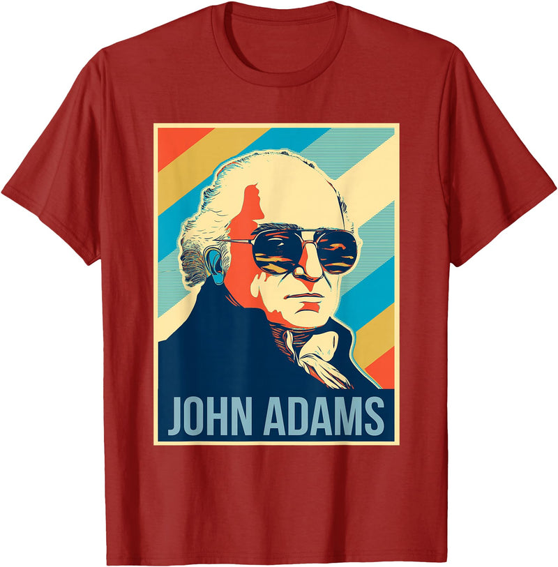 President John Adams Tees 4th Of July John Adams President Retro Patriotic T-Shirt - Cranberry Red