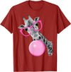 Pink Glasses and Bubblegum Animals Cool Giraffe Blowing Bubble with Pink Glasses – Funny Animal T-Shirt - Cranberry Red