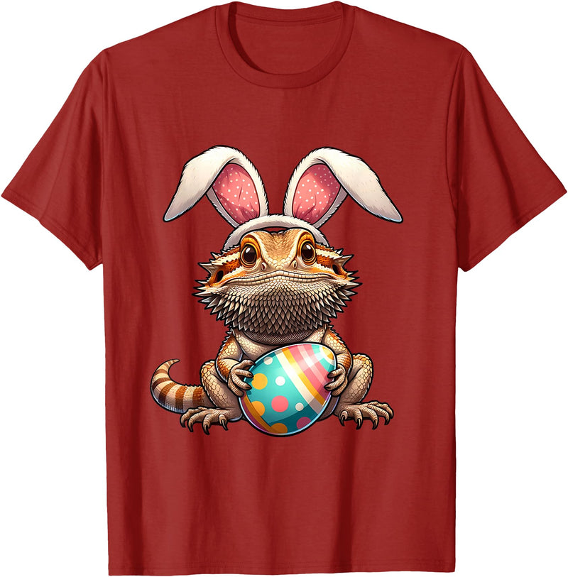 Easter Bearded Dragon Pets Pet Egg Eggs Bunny Rabbits T-Shirt in Cranberry Red