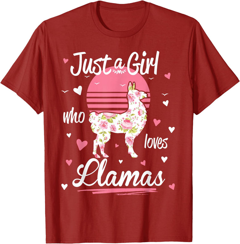 Pack A Punch Just A Girl Who Loves Llamas Llama Shirt Vintage T-Shirt - Cranberry Red