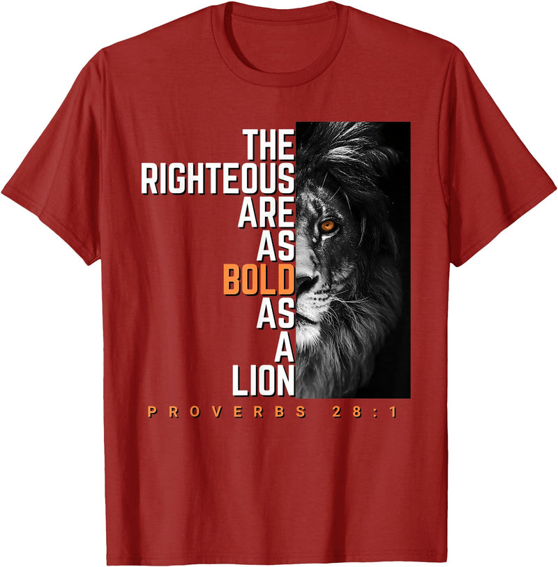 Funny The Righteous Are As Bold As A Lion Bible Verse T-Shirt - Cranberry Red