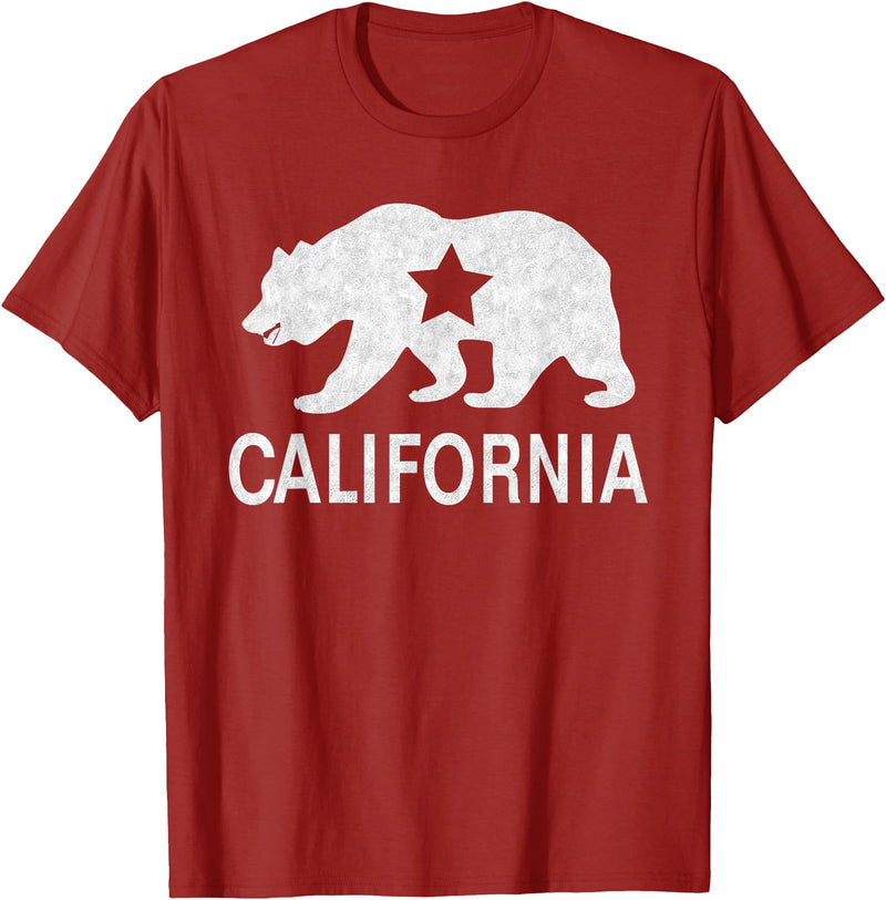 California Bear Souvenirs California State Flag Republic Of California T-Shirt - Cranberry Red