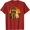 Wolf Rabbit Retro Animal Friends T-Shirt in Cranberry Red