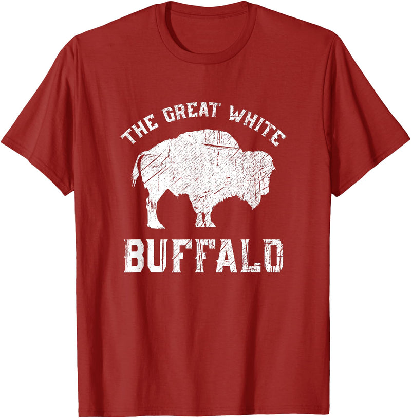 We Are Wildlife The Great White Buffalo T-Shirt Native American Inspired T-Shirt - Cranberry Red