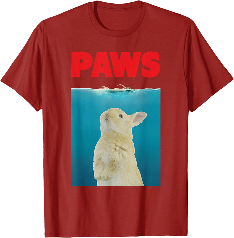 Paws Bunny Funny Parody Rabbit Lover Gifts T-Shirt in Cranberry Red