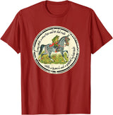 Brown County General Frog Went a Courtin Riding Horse with Sword Folk Tale T-Shirt - Cranberry Red