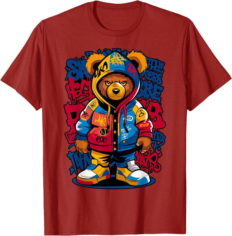Magical and Funny Teddy Bear lover Gifts Hip Hop Teddy Bear Rap Music T-Shirt - Cranberry Red
