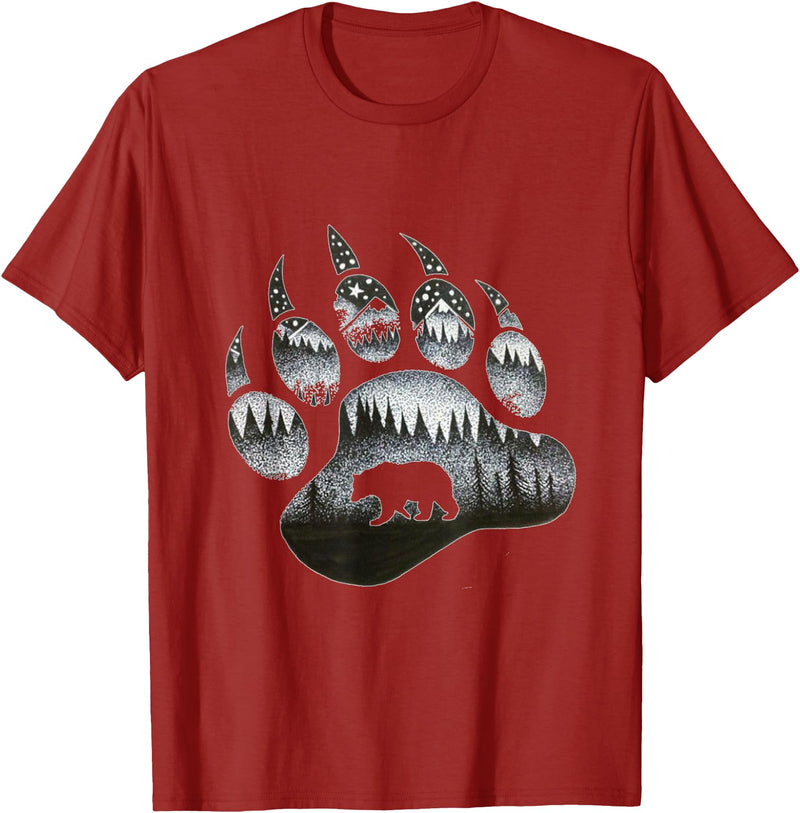 One Nature Designs Touching Ghost of the Spirit Bear Paw T Shirt T-Shirt - Cranberry Red