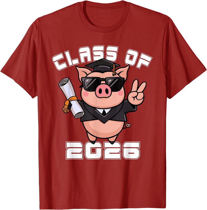 Peace Sign Hand Animal Class of 2026 Graduation Peace Sign Hand Pig Class of 2026 Graduation T-Shirt - Cranberry Red