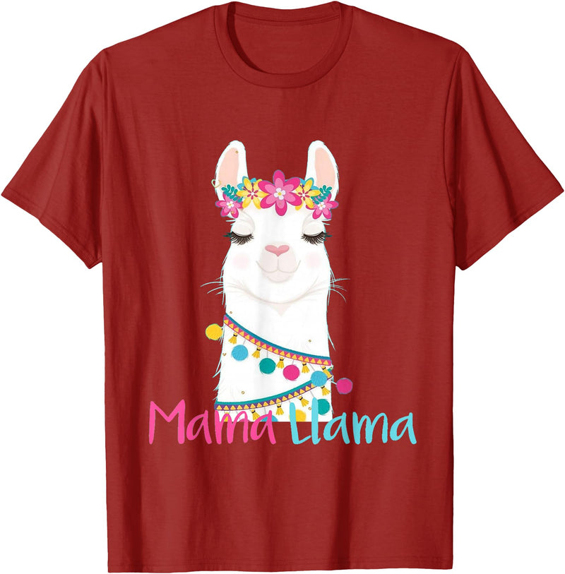 funny Mama Llama tshirt for mother's day Mama Llama Funny Mother's Day Shirt for Women Mom Love Llama T-Shirt - Cranberry Red