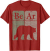 Bear Periodic Chemistry Elements Retro Arctophile Bear Periodic Table Elements Grizzly Bear Vintage Arctophile T-Shirt - Cranberry Red
