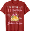 Guinea Pigs Lovers Birthday Gift I'm Just An 11 Year Old Girl Who Loves Guinea Pigs Birthday T-Shirt - Cranberry Red