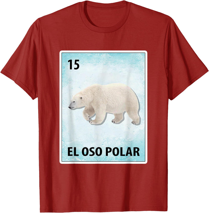 Polar Bear Mexican Tee El Oso Polar Mexican Polar Bear Cards T-Shirt - Cranberry Red