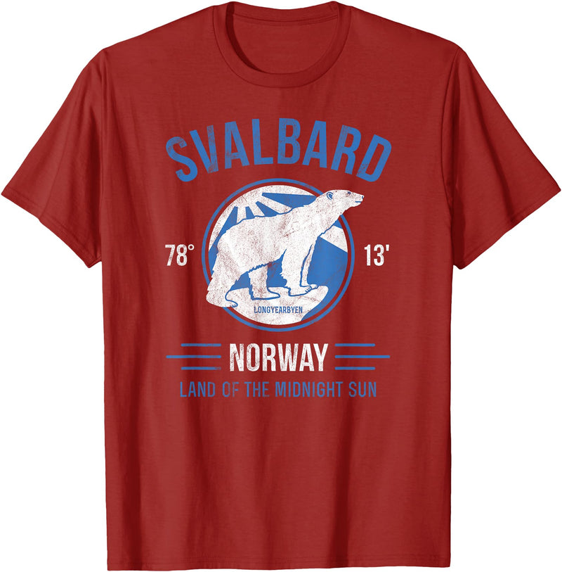 Svalbard T-Shirt Co. Svalbard Polar Bear T Shirt | Norway Northern Lights T-Shirt T-Shirt - Cranberry Red