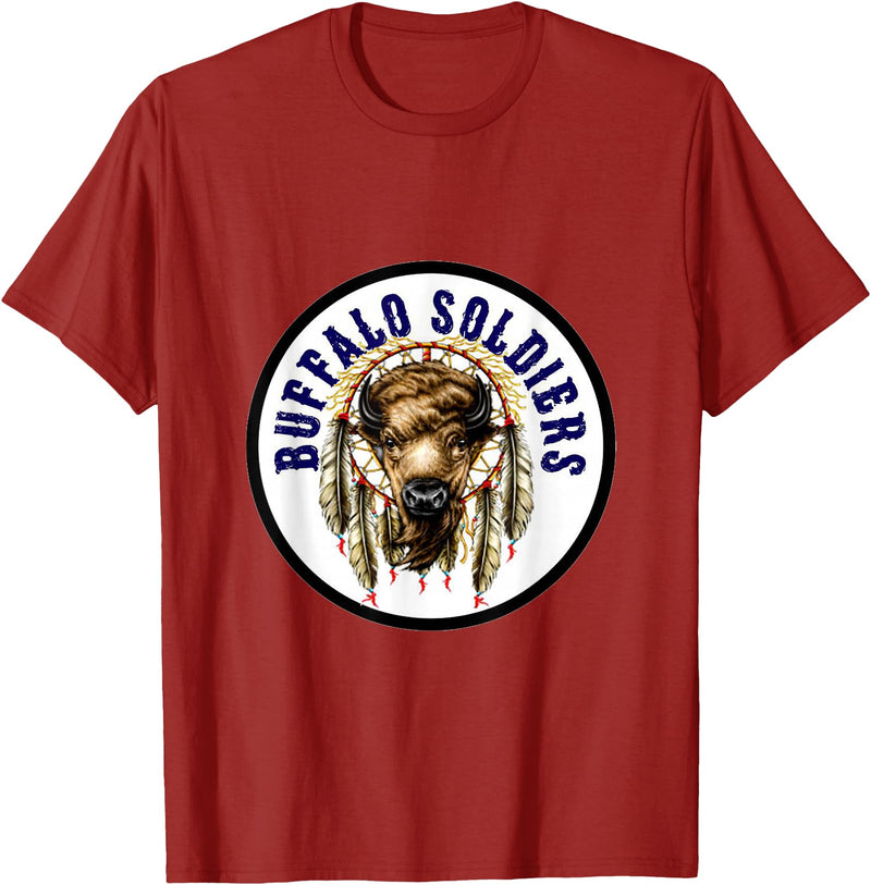 Mostly Art Stuff The Buffalo Soldiers of 1886 Dreamcatcher Art T-Shirt - Cranberry Red