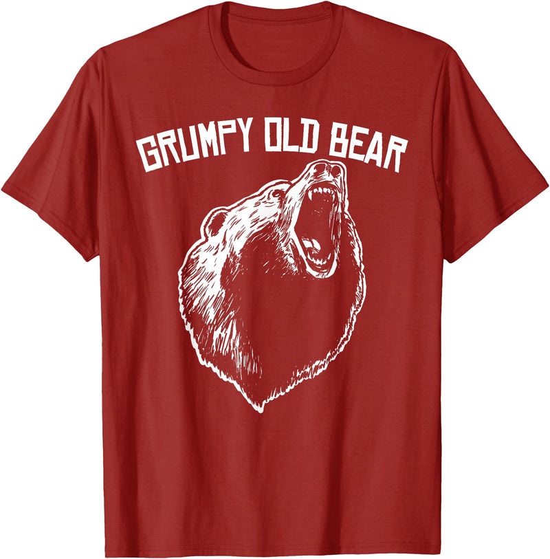 Miftees Grumpy Old Man Club Grumpy Old Bear T-Shirt - Cranberry Red