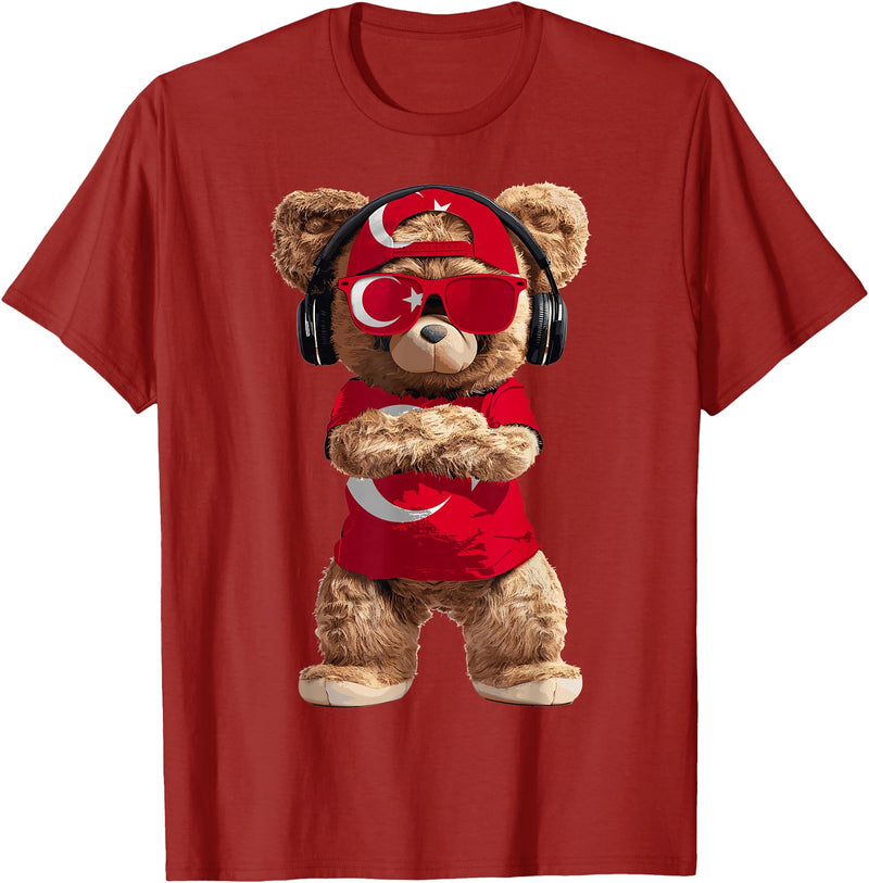 Turkey Flag Clothes Clothing for Men & Women Turkey Flag Souvenirs Bear Outfit Products Turkish T-Shirt - Cranberry Red