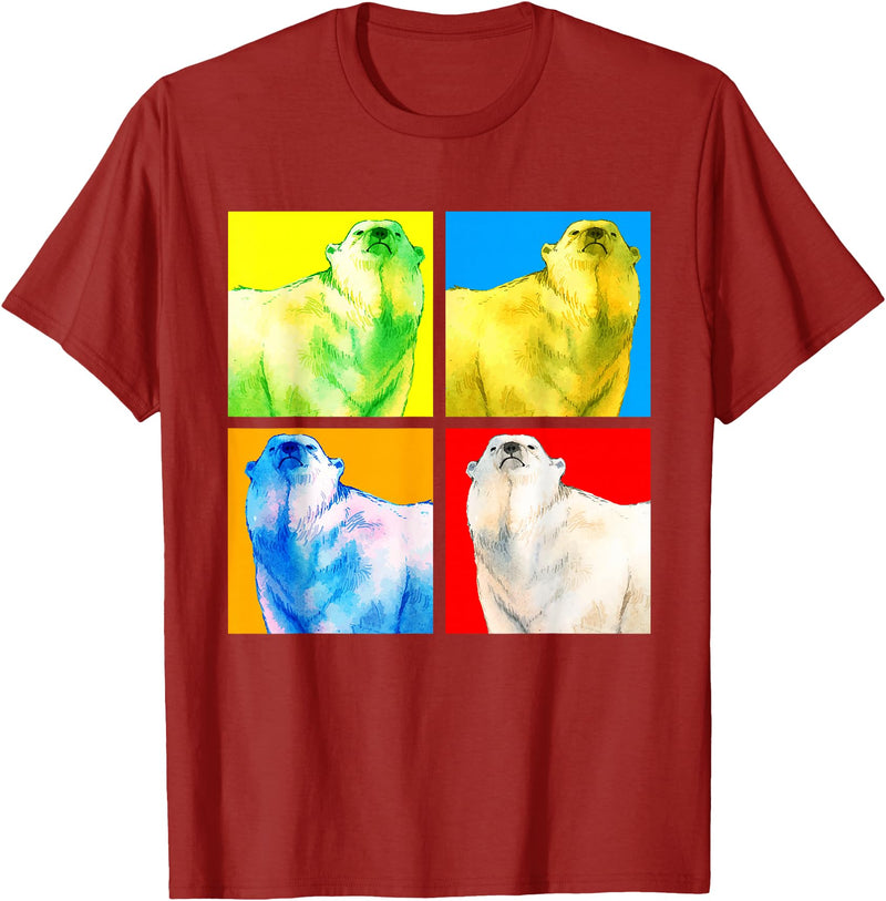 Arctic Animal Polar Bear Gifts Polar Bear Animal Lover Arctic Animal Pop Art Polar Bear T-Shirt - Cranberry Red