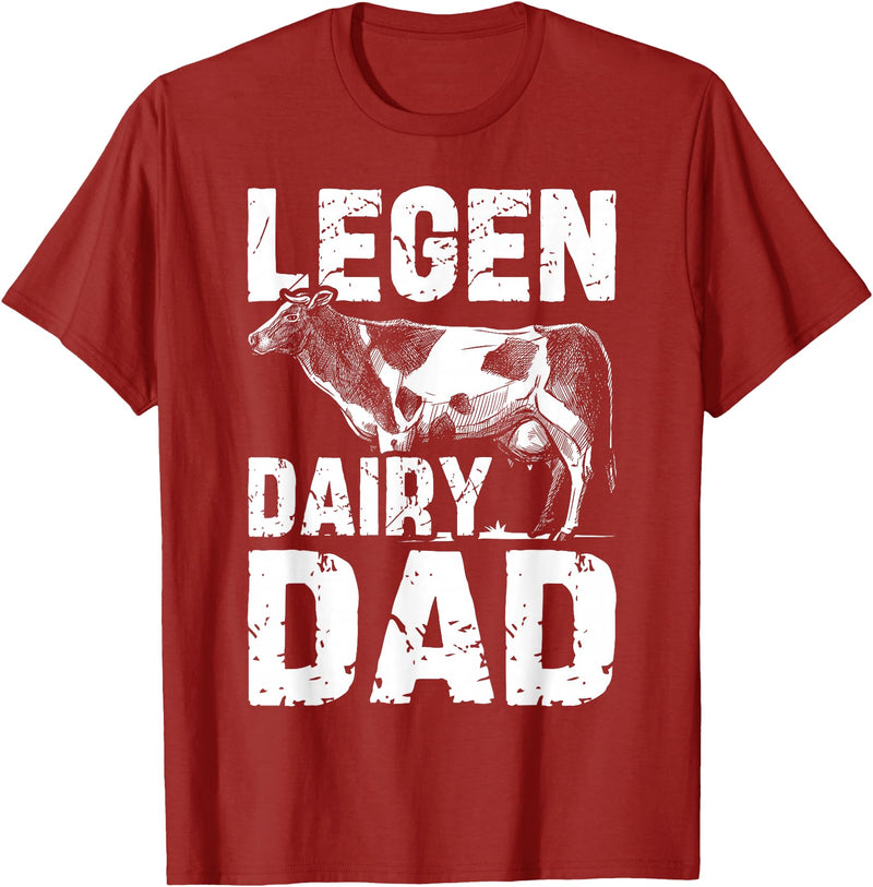 Cow Lover Gift Co. Legen Dairy Dad Cow Farmer Father's Day for Men T-Shirt - Cranberry Red