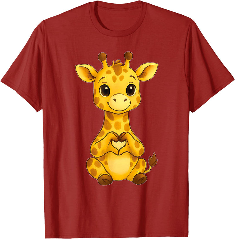 Giraffe Designer Designs Giraffe with heart | Cute giraffe with heart symbol T-Shirt - Cranberry Red