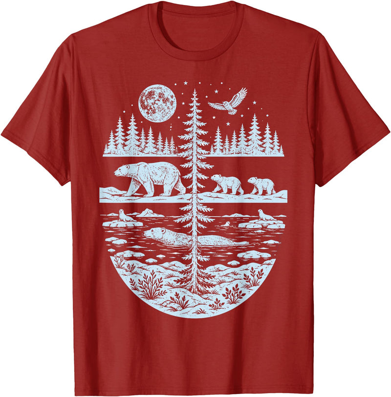 Polar Bear Arctic Tundra Wildlife Nature Lover Polar Bear Arctic Wilderness Nature Scene Wildlife Lover T-Shirt - Cranberry Red