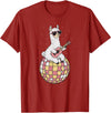 DiscoballAxis1 Funny Llama Disco Dancing Ball Groovy Retro 80s Costume T-Shirt - Cranberry Red
