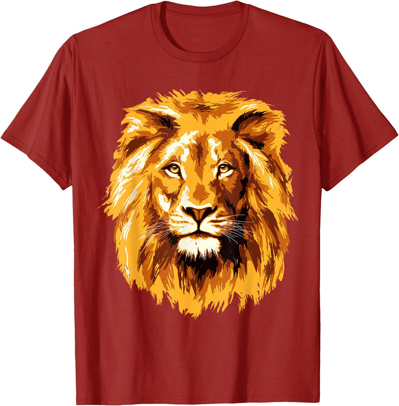 LionTeez Lion T-Shirt Brown Lion Tee T-Shirt - Cranberry Red