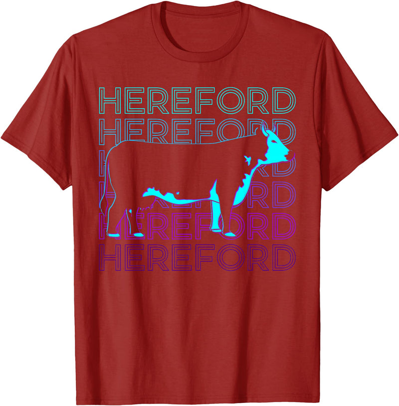 Hereford Gifts Hereford Cattle Hereford Cow Farmer Retro T-Shirt - Cranberry Red