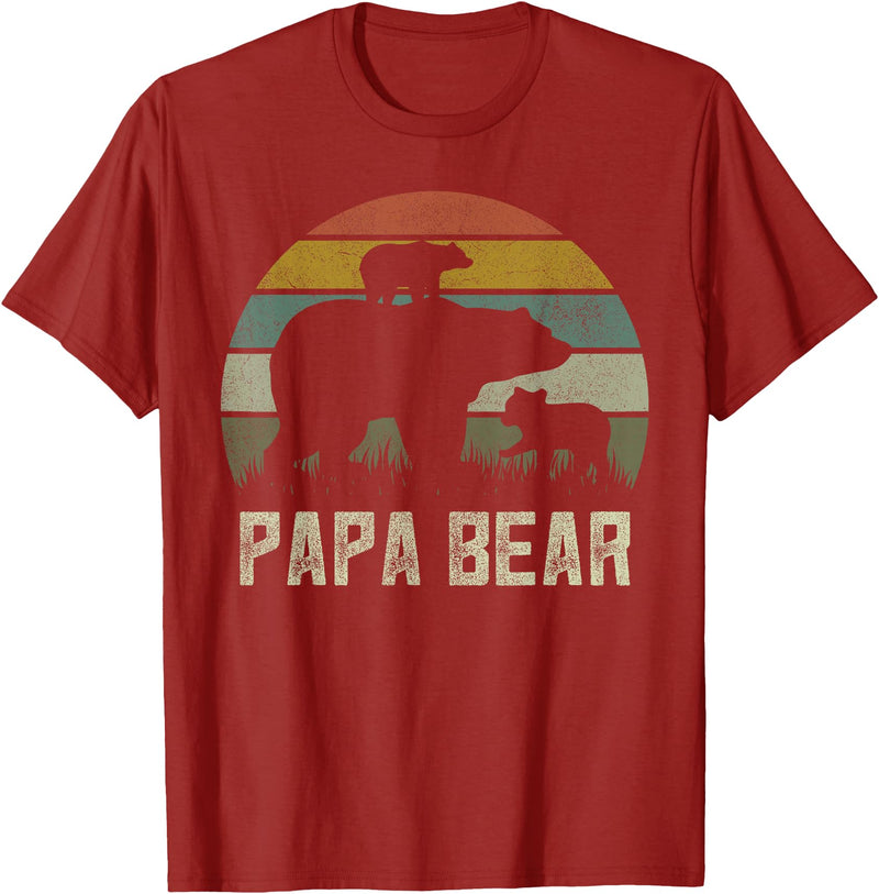 Bear Cubs Family Matching Gifts & Shirts Clothing Funny Papa Bear Shirts, Cub 2 Kids Fathers Day Grandpa T-Shirt - Cranberry Red