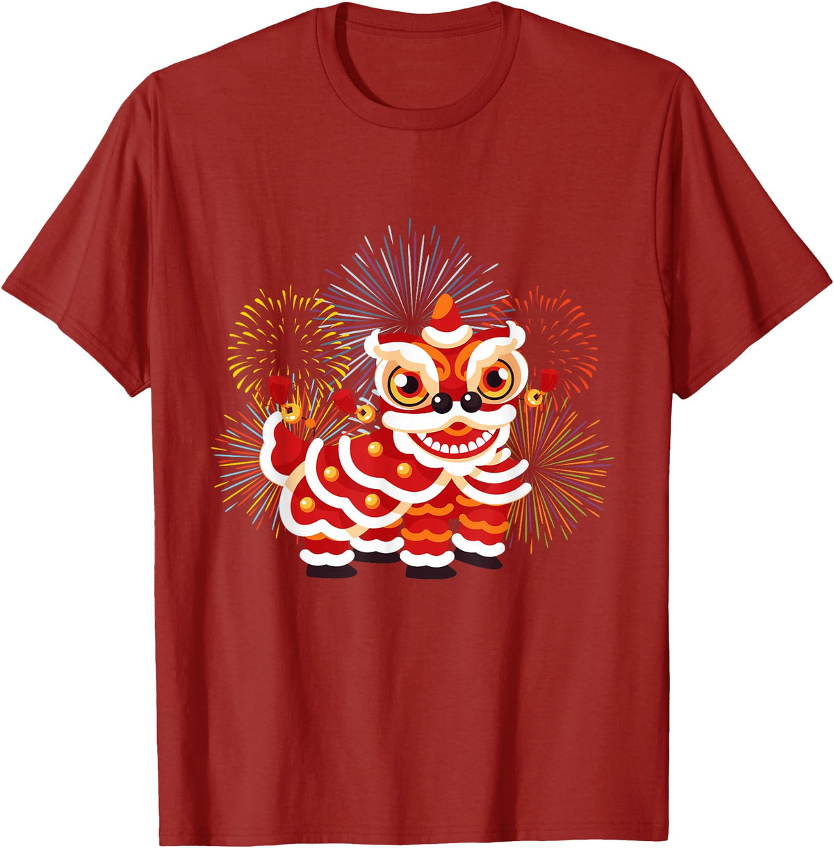 Happy Chinese New Year 2025 Lion Dance Chinese New Year Lunar New Year T-Shirt - Cranberry Red